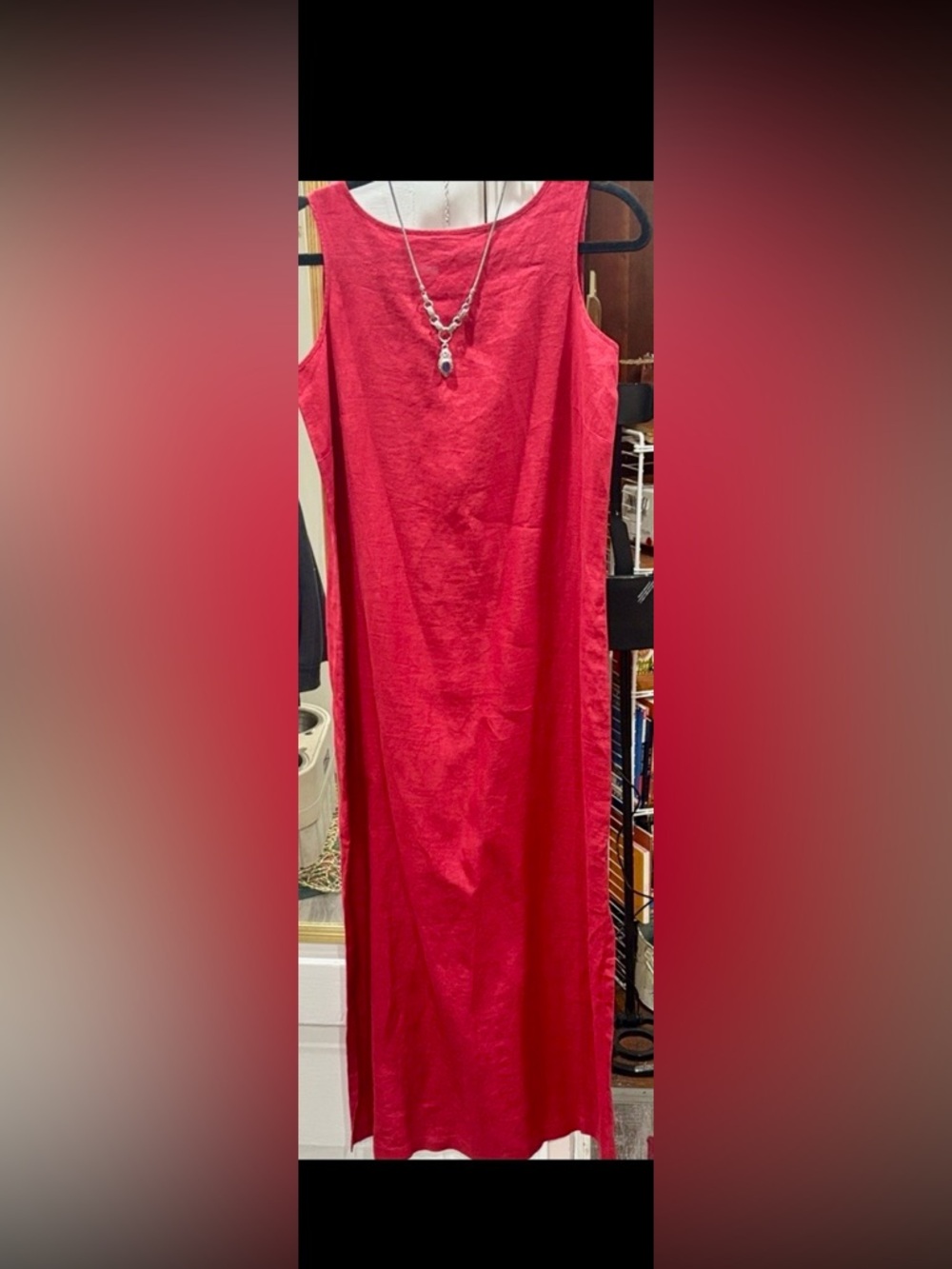 Talbots Maxi Linen Dress, Scarlet Red